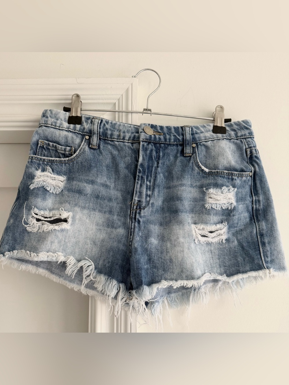 BLANK NYC Distressed Light Blue Denim Women's Shorts